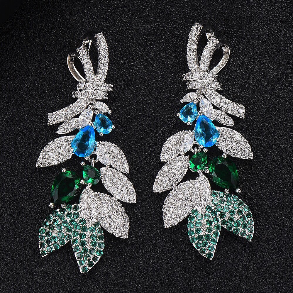 Leaf Style Zirconia Party Earring