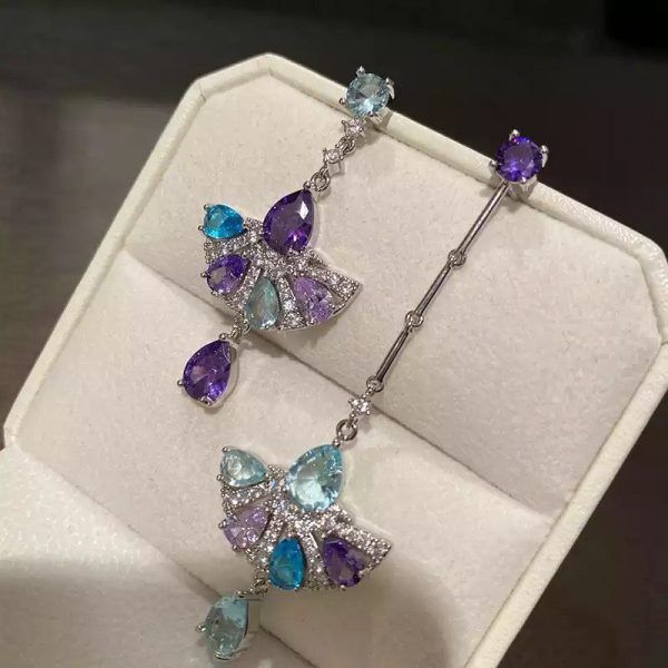 Purple and Blue Drops - Zirconia Party Earring