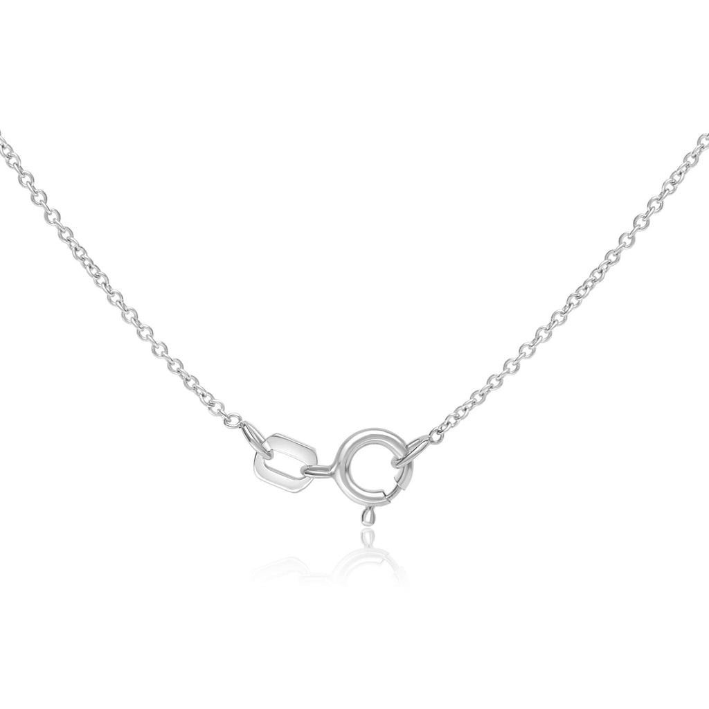 14K White Gold Necklace With a Center Stone and Diamonds