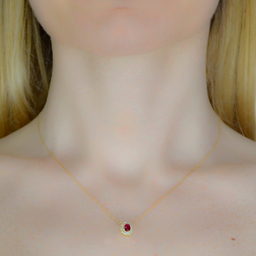 18K Yellow Gold Princess Ruby Choker