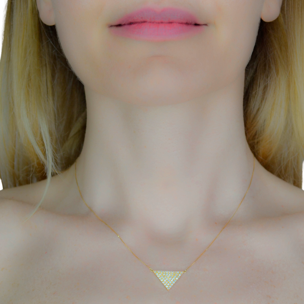 18K Yellow Gold Glittering Triangle Choker