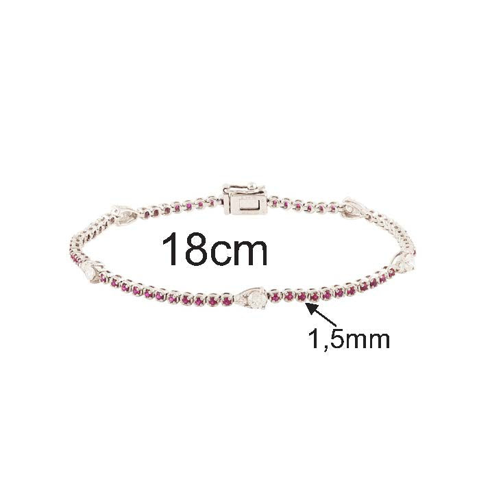 18K White Gold GIA Certified Ruby and Diamond Riviera Bracelet